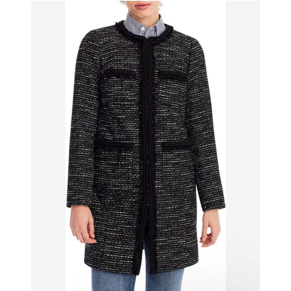 LKNW J. Crew Tweed Lurex Lady Coat with Braided Trim Size 00